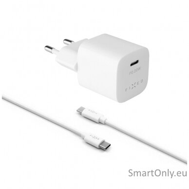 Fixed Mini Travel Charger USB-C/USB-C Cable Fast charging, White, 20 W 4