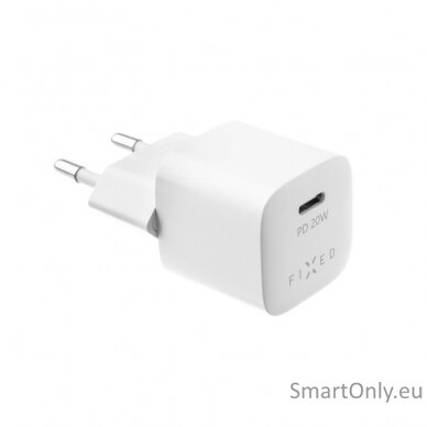 Fixed Mini Travel Charger USB-C/USB-C Cable Fast charging, White, 20 W