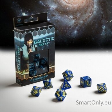 Galactic Dice RPG kauliukų rinkinys mėlynos ir geltonos sp 2