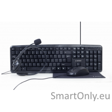 Gembird 4-in-1 Multimedia office set KBS-UO4-01 Keyboard, Mouse, Pad and Headset Set Wired Mouse included US Black 630 g