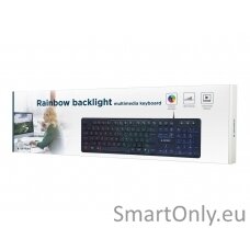 Gembird KB-UML-02 "Rainbow" backlight multimedia keyboard, black, US layout Gembird