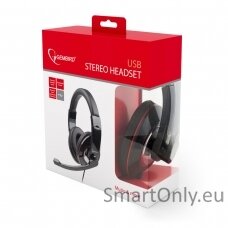 Gembird MHS-U-001 USB headphones USB, Glossy black, Built-in microphone