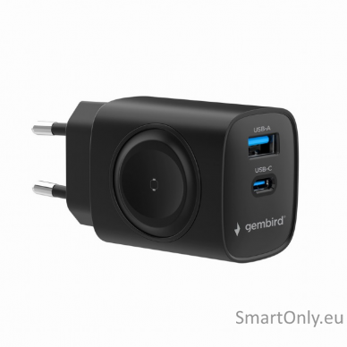 Gembird 2-in-1 20 W Apple Watch and Phone Fast Charger | TA-UC-PDQCW20-01-BK