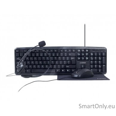 Gembird 4-in-1 Multimedia office set KBS-UO4-01 Keyboard, Mouse, Pad and Headset Set Wired Mouse included US Black 630 g 6