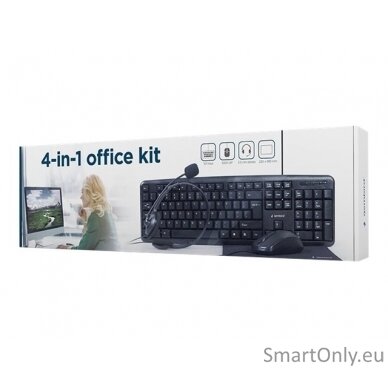 Gembird 4-in-1 Multimedia office set KBS-UO4-01 Keyboard, Mouse, Pad and Headset Set Wired Mouse included US Black 630 g 7