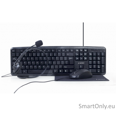 Gembird 4-in-1 Multimedia office set KBS-UO4-01 Keyboard, Mouse, Pad and Headset Set Wired Mouse included US Black 630 g