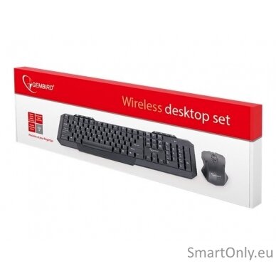 Gembird Desktop Set KBS-WM-02 Keyboard and Mouse Set Wireless Mouse included US US Numeric keypad 450 g USB Black Wireless connection 3