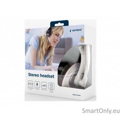 Gembird MHS-001-GW Stereo headset 3.5 mm, Glossy white, Built-in microphone 6