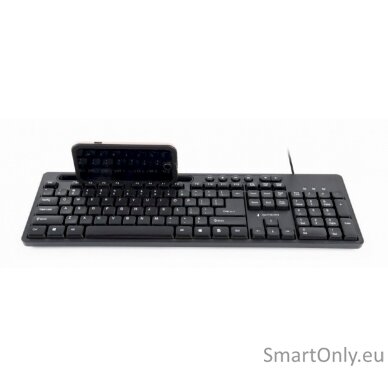 Gembird Multimedia keyboard with phone stand KB-UM-108	 Multimedia Wired US Black