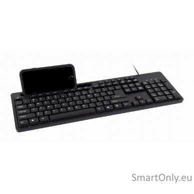 Gembird Multimedia keyboard with phone stand KB-UM-108	 Multimedia Wired US Black 1