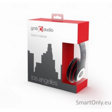 Gembird Stereo headset, "Los Angeles" + microphone, passive noise canceling Black, 3.5 mm 1