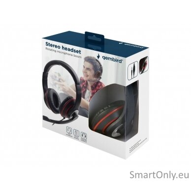 Gembird | Stereo headset | MHS-03-BKRD | On-Ear | Built-in microphone | 3.5 mm 3