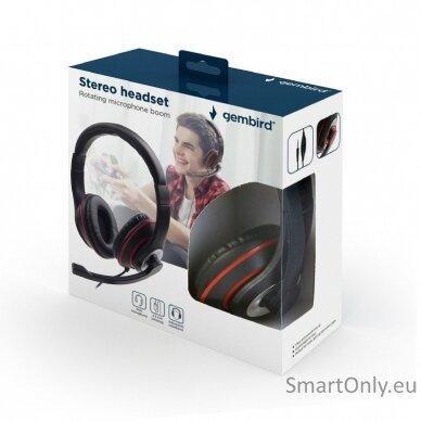 Gembird | Stereo headset | MHS-03-BKRD | On-Ear | Built-in microphone | 3.5 mm