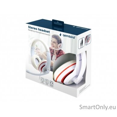 Gembird | Stereo Headset | MHS 03 WTRD | 3.5 mm | White with Red Ring | Headset 4