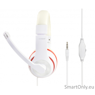 Gembird | Stereo Headset | MHS 03 WTRD | 3.5 mm | White with Red Ring | Headset 1