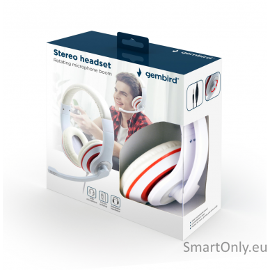 Gembird | Stereo Headset | MHS 03 WTRD | 3.5 mm | White with Red Ring | Headset 2