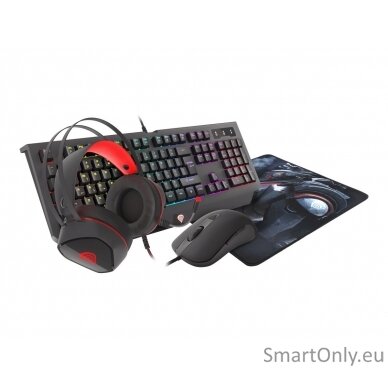 GENESIS COMBO set 4in1 cobalt 330 rgb keyboard + mouse +headphones + mousepad, us layout 18