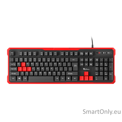 GENESIS RHOD 110 Gaming Keyboard, US Layout, Wired, Red Genesis RHOD 110 Gaming keyboard US Wired Red, Black 1.7 m 3