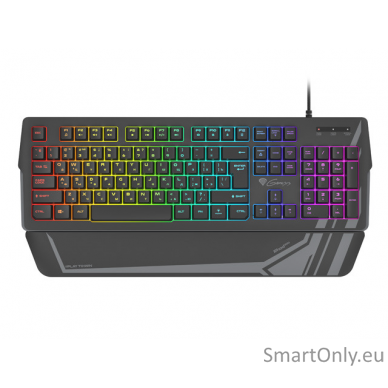 Genesis Rhod 350 RGB Gaming keyboard Spill resistant; Wrist support; Multimedia Keys; Non-slip rubber feet; Folding feet RGB LED light RU Wired 805 g 1