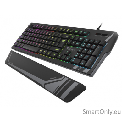 Genesis Rhod 350 RGB Gaming keyboard Spill resistant; Wrist support; Multimedia Keys; Non-slip rubber feet; Folding feet RGB LED light RU Wired 805 g 4