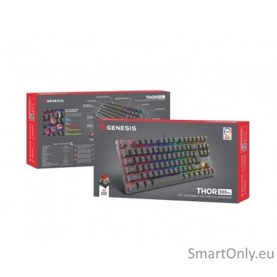 Genesis THOR 303 TKL Mechanical Gaming Keyboard Hot Swap technology allows for instant switch replacement without the need for soldering and technical knowledge. Any user can handle the replacement, just vertically pull out the switch with the included me 7