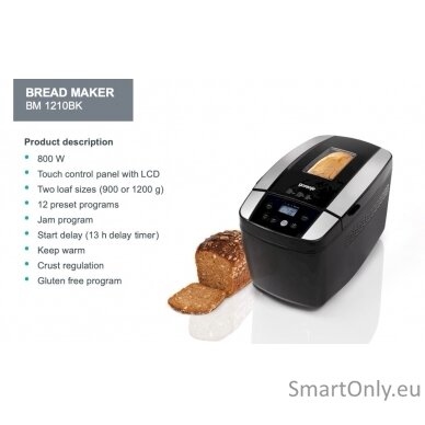 Gorenje Bread maker BM1210BK Power 800 W Number of programs 12 Display LCD Black 6