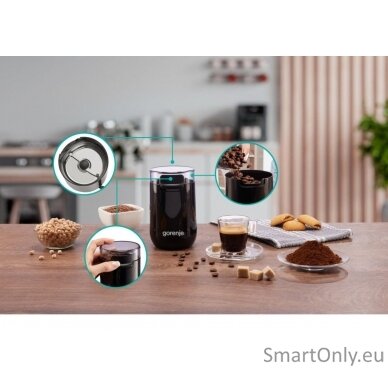 Gorenje | Coffee Grinder | SMK150SB | 150 W | Coffee beans capacity 45 g | Lid safety switch | Black 6