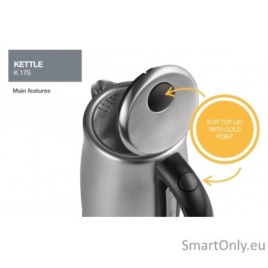 Gorenje Kettle K17S Electric 2000 W 1.7 L Stainless steel 360° rotational base Stainless steel 3