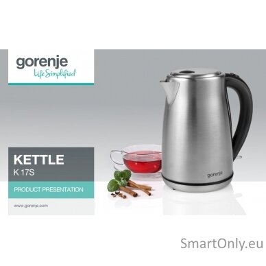 Gorenje Kettle K17S Electric 2000 W 1.7 L Stainless steel 360° rotational base Stainless steel 4