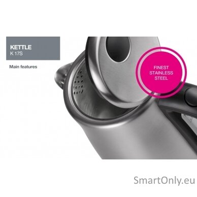 Gorenje Kettle K17S Electric 2000 W 1.7 L Stainless steel 360° rotational base Stainless steel 5