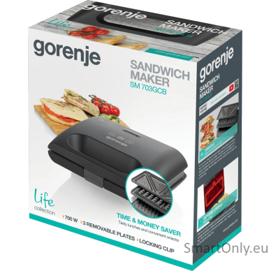 Gorenje Sandwich maker SM703GCB 700 W Number of plates 3 Number of pastry 2 Black 5