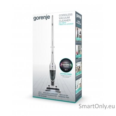 Gorenje Vacuum cleaner SVC180FW Cordless operating, Handstick and Handheld, 18 V, Operating time (max) 50 min, White, Warranty 24 month(s), Battery warranty 12 month(s) 6