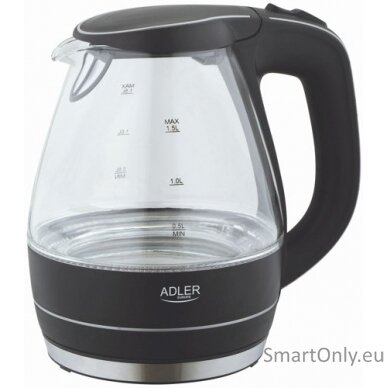 Kettle Adler Kettle AD 1224 Standard 2000 W 1.5 L Glass 360° rotational base Black