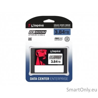 Kingston DC600M | 3840 GB | SSD form factor 2.5" | Solid-state drive interface SATA Rev. 3.0 | Read speed 560 MB/s | Write speed 530 MB/s 2