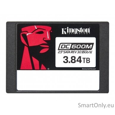 Kingston DC600M | 3840 GB | SSD form factor 2.5" | Solid-state drive interface SATA Rev. 3.0 | Read speed 560 MB/s | Write speed 530 MB/s