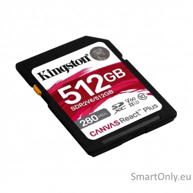 Kingston SDXC II V60 React Plus | SDR2V6/512GB | 512 GB | SDXC | Flash memory class Class 10, UHS-II, U3, V60 1