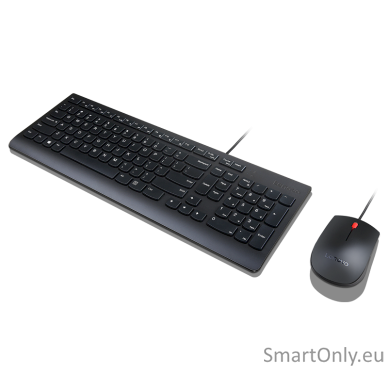 Lenovo Essential Essential Wired Keyboard and Mouse Combo - Lithuanian  Keyboard and Mouse Set Wired Wired USB connection for both keyboard and mouse · 2.5-zone keyboard layout with dedicated numeric keypad · Adjustable tilt leg and spill resistant keyboa 3