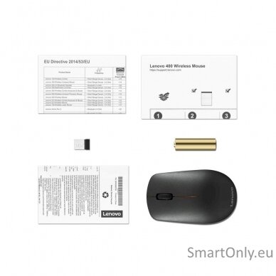 Lenovo Wireless Mouse 400 Wireless mouse 2.4 GHz Wireless via Nano USB 	Wireless 1 year(s) Black 3