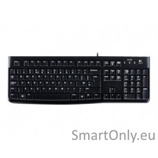 Logitech K120, US Standard Wired • Virtually silent, low-profile keys• Industry standard layout with full-size F-keys and number pad• Sleek, thin profile keyboard with a spill-resistant design*• Plug-and-play USB connection• Bold, bright white characters