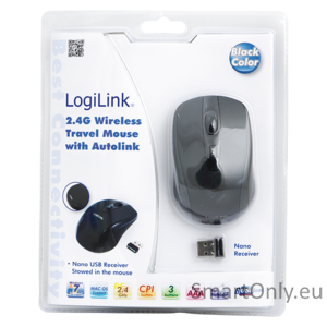 Logilink Maus optisch Funk 2.4 GHz 2.4GH wireless mini mouse with autolink wireless Black 2