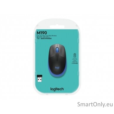 Logitech Full size Mouse M190 	Wireless Blue USB 9