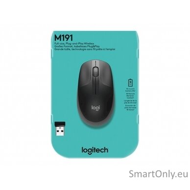 Logitech Full size Mouse M190 	Wireless Charcoal USB 14