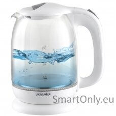 Mesko Kettle MS 1302w Electric 2200 W 1.7 L Glass 360° rotational base White