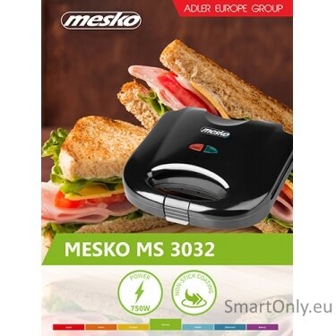 Mesko Sandwich maker MS 3032 750 W Number of plates 1 Number of pastry 2 Black 2