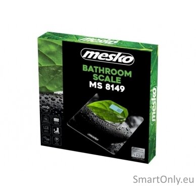 Mesko Bathroom scales MS 8149 Maximum weight (capacity) 150 kg, Accuracy 100 g, Black/ green 4