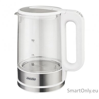 Mesko Kettle MS 1301w	 Electric 1850 W 1.7 L Glass/Stainless steel 360° rotational base White 1