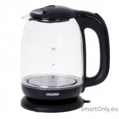 Mesko Kettle MS 1302b Electric 2200 W 1.7 L Glass 360° rotational base Black 1