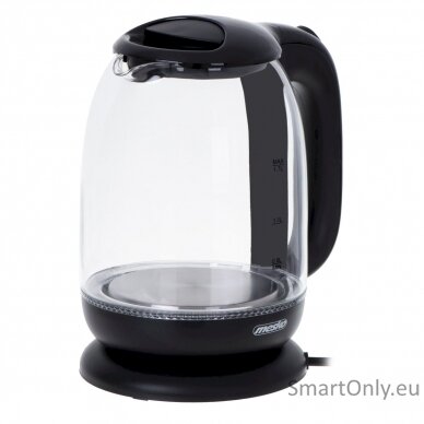 Mesko Kettle MS 1302b Electric 2200 W 1.7 L Glass 360° rotational base Black 2