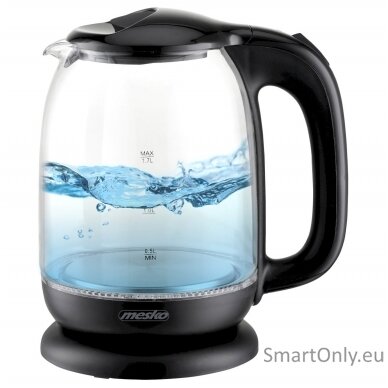 Mesko Kettle MS 1302b Electric 2200 W 1.7 L Glass 360° rotational base Black