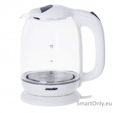 Mesko Kettle MS 1302w Electric 2200 W 1.7 L Glass 360° rotational base White 1